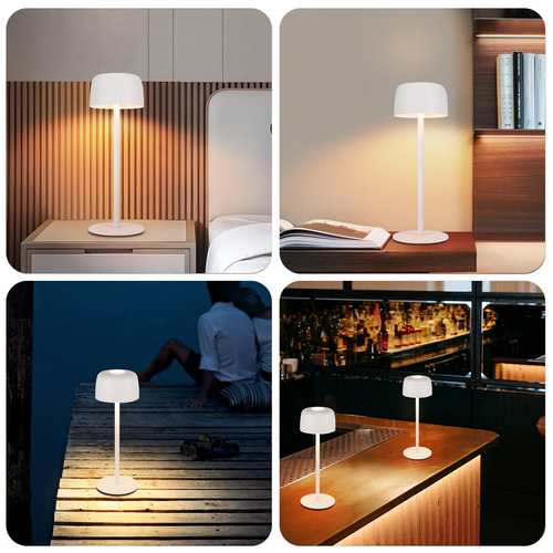 Lampe de Chevet Blanche LED Sans Fil à Intensité Variable Avec 3 Températures pour Bureau