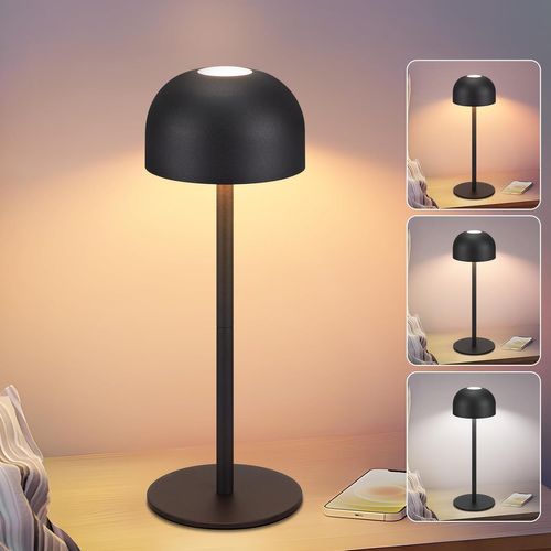 Lampe De Table LED Sans Fil Lampe Intensité Variable Avec 3 Températures De Couleur, Noire
