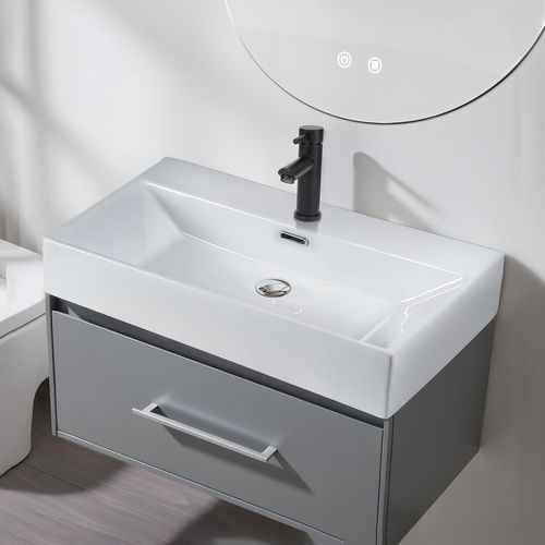 Lavabo Carré En Céramique à Poser Blanc 51x42x15cm