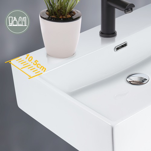 Lavabo Carré En Céramique à Poser Blanc 51x42x15cm