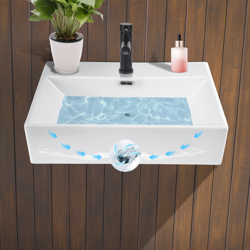 Lavabo Carré En Céramique à Poser Blanc 51x42x15cm