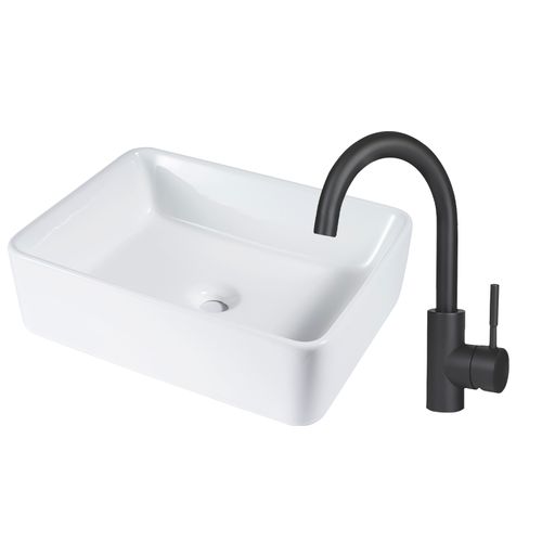 Lavabo Carré Céramique à Poser, 48x37x13,5cm, Finition Nano Effet Lotus, Blanc