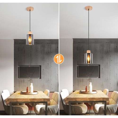 Suspension En Bois Pour Table à Manger Vintage 1 Lumière E27 Lampe De Salle à Manger Industrielle