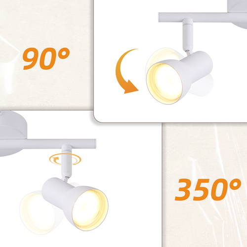 Spot De Plafond 2 Flammes gu10 Plafonnier Blanc Orientable à 350° Pour Salon Cuisine