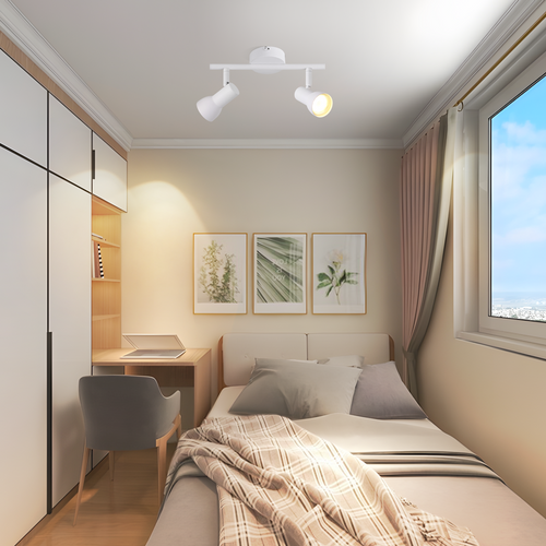 Spot De Plafond 2 Flammes gu10 Plafonnier Blanc Orientable à 350° Pour Salon Cuisine