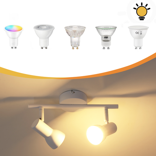 Spot De Plafond 2 Flammes gu10 Plafonnier Blanc Orientable à 350° Pour Salon Cuisine