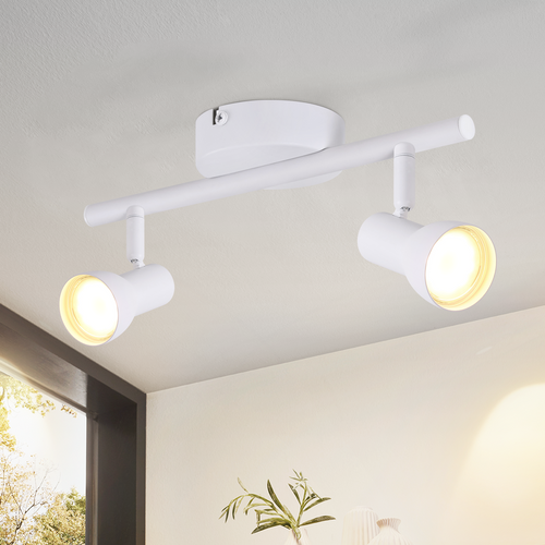 Spot De Plafond 2 Flammes gu10 Plafonnier Blanc Orientable à 350° Pour Salon Cuisine