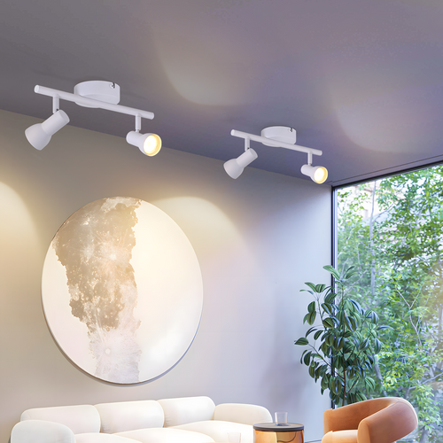 Spot De Plafond 2 Flammes gu10 Plafonnier Blanc Orientable à 350° Pour Salon Cuisine