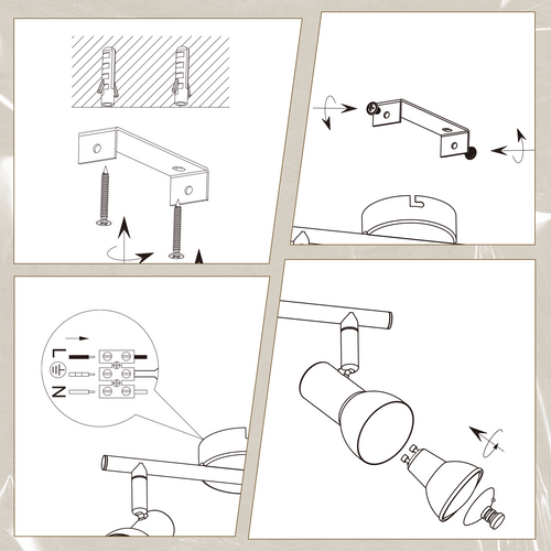 Spot De Plafond 2 Flammes gu10 Plafonnier Blanc Orientable à 350° Pour Salon Cuisine