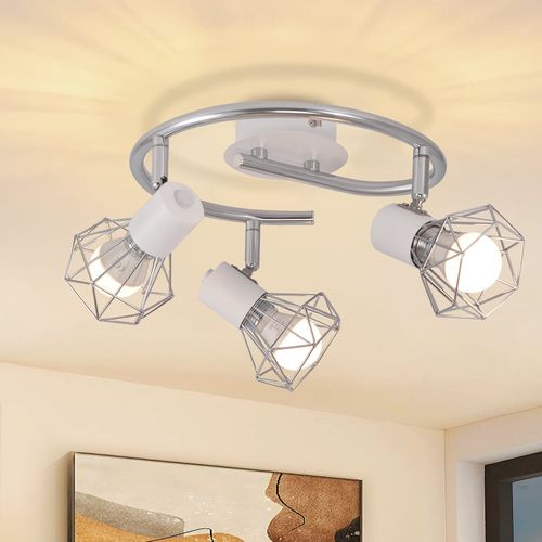 Plafonnier 3 Lampes Spot Rond Industriel Rétro E14 Pivotant Chambre