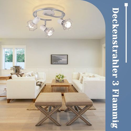 Plafonnier 3 Lampes Spot Rond Industriel Rétro E14 Pivotant Chambre