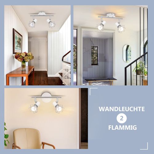 Plafonnier 2 Flammes Orientable Spot Plafond - Intérieur Blanc Industriel E14 350°