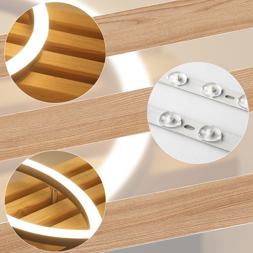 Plafonnier LED En Bois Dimmable 55 Cm 36w Design Géométrique plafonnier salon Avec Télécommande