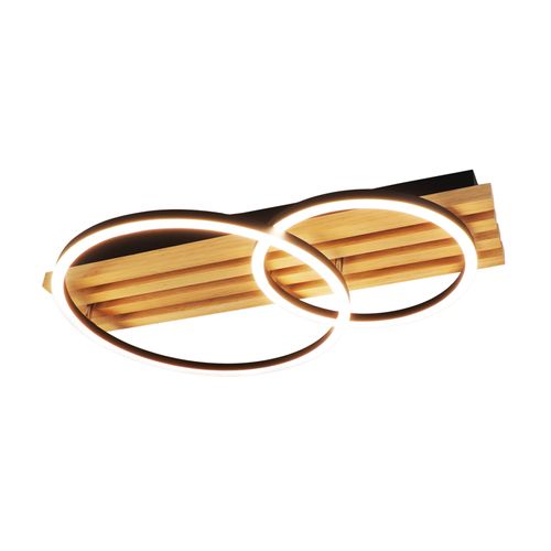 Plafonnier LED En Bois Dimmable 55 Cm 36w Design Géométrique plafonnier salon Avec Télécommande