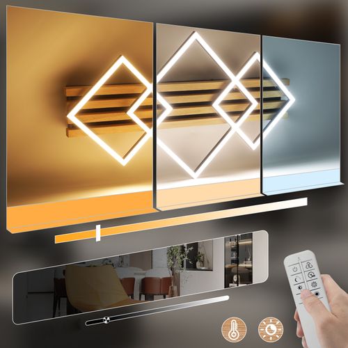 Plafonnier LED Bois Dimmable (mémoire) : 70cm, 46w, Design Carré Noir – Pour Salon