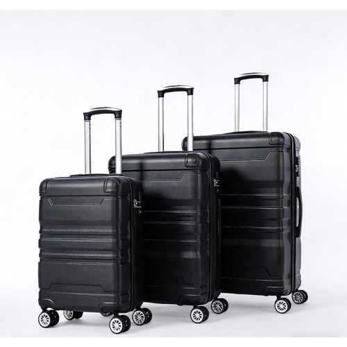 Set De Valises Lot De 3 Abs Poignée Télescopique Serrure Tsa Capacité Extensible Voyages Noir