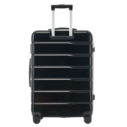 Set De Valises 3 Pièces Abs Poignée Télescopique Capacité Extensible Voyages Noir Brillant