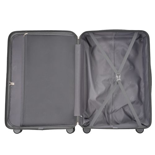 Set De Valises 3 Pièces Abs Poignée Télescopique Capacité Extensible Voyages Gris Brillant