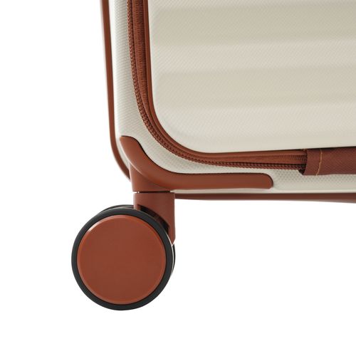 Set De Valises 3 Pièces Abs Poignée Télescopique Conception Ouverture Frontale Porte Boissons Beige