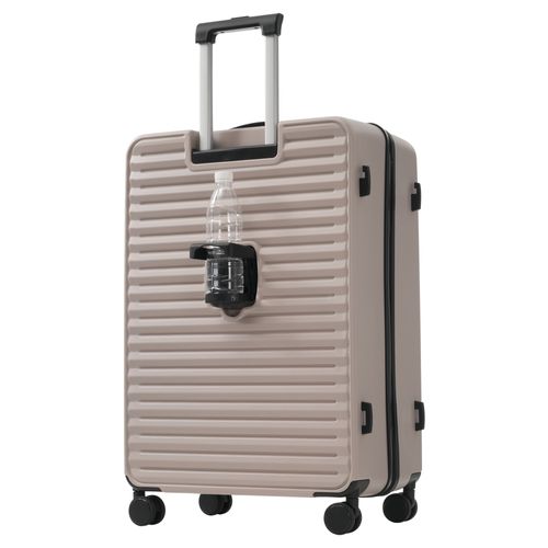 Set De Valises 3 Pièces Abs Poignée Télescopique Conception Ouverture Frontale Porte Boissons Brun