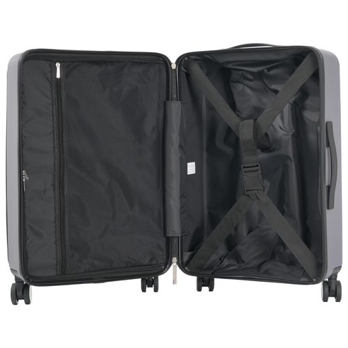 Set De Valises 3 Pièces Abs Poignée Télescopique Conception Ouverture Frontale Porte Boissons Gris