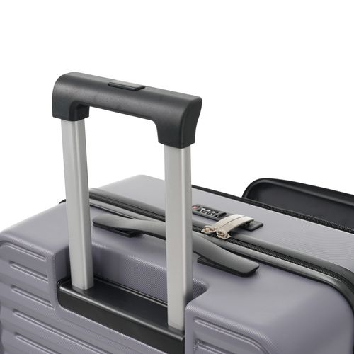 Set De Valises 3 Pièces Abs Poignée Télescopique Conception Ouverture Frontale Porte Boissons Gris