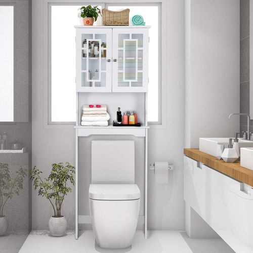 Meuble Dessus Toilette 2 Portes/meuble Wc Avec Etagère Réglable/meuble Salle De Bain-60 X 20 X 169cm