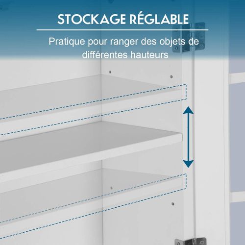 Meuble Dessus Toilette 2 Portes/meuble Wc Avec Etagère Réglable/meuble Salle De Bain-60 X 20 X 169cm