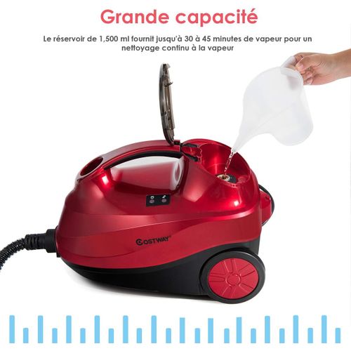 Nettoyeur Vapeur 2000w/balai Vapeur Polyvalent 4 Bar Rouge