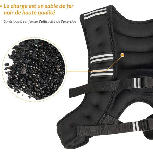Veste Lestée 5kg Réglable Pour Poids Entrainement Et Musculation Exercice Noir