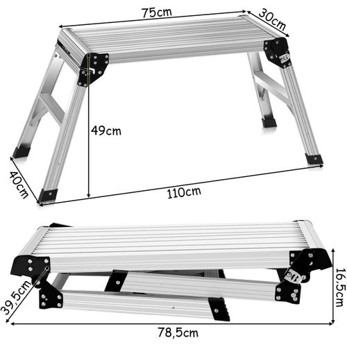 Escabeau Pliable Avec Surface Antidérapante Et Coussins, Capacité De 150 Kg