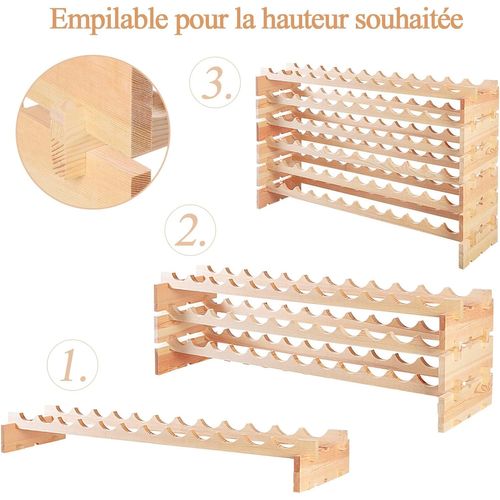 Casier à Bouteilles Pour 72 Bouteilles, Bois De Pin, Porte-bouteilles à 6 Niveaux, Naturel