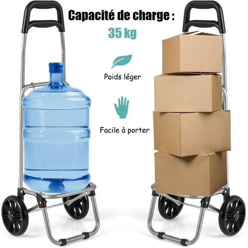 Chariot De Courses Pliable à 2 Roues, Caddie à 33l Charge 35kg, Cadre En Métal, Noir