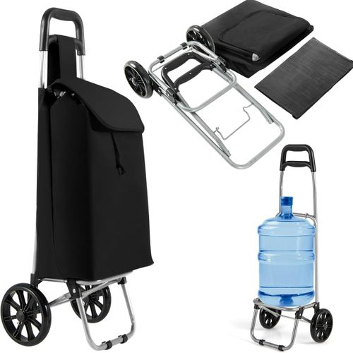 Chariot De Courses Pliable à 2 Roues, Caddie à 33l Charge 35kg, Cadre En Métal, Noir