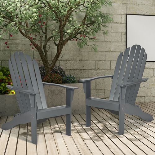 Chaise De Jardin Adirondack En En Bois D'acacia Certifié Fsc Résistant Aux Intempéries Gris
