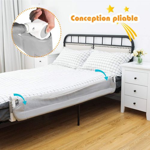 Barrière De Lit Pliable Pour Bébé/enfant Barre De Lit Rabattable Avec Mousse Souple(gris,150 X 42cm)