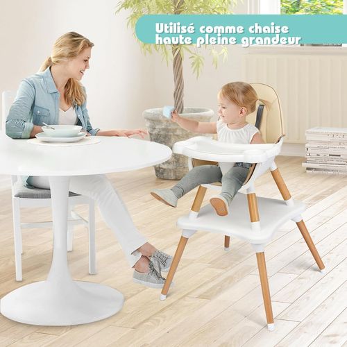 4 En 1 Chaise Haute Bébé Convertible Plateau Réglable Avec Coussin Amovible Pour 6 Mois-3ans (kaki)