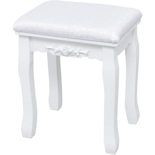 Coiffeuse Avec Eclairage, Miroir Ovale, Pivotant à 360°, Tabouret Rembourré Inclus (blanc)