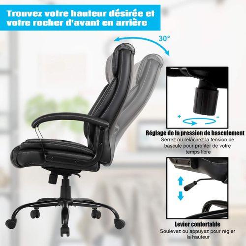 Chaise De Bureau Ergonomique Réglable En Hauteur Par Levier De Levage