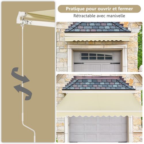 Store Banne De Balcon Rétractable 3,6 X 3m Avec Tissu Résistant Aux Uv Et à L'eau