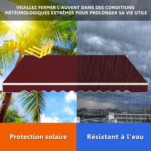 Store Banne De Balcon Rétractable Avec Tissu Résistant Aux Uv Et à L'eau,3,6 X 3 M