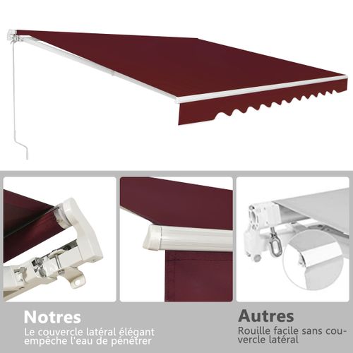 Store Banne De Balcon Rétractable Avec Tissu Résistant Aux Uv Et à L'eau,3,6 X 3 M
