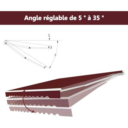 Store Banne De Balcon Rétractable Avec Tissu Résistant Aux Uv Et à L'eau,3,6 X 3 M