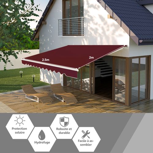 Store Banne De Balcon Rétractable Avec Tissu Résistant Aux Uv Et à L'eau,3,6 X 3 M
