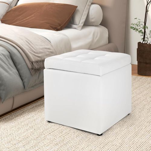 Tabouret Pouf Coffre Boîte De Rangement Repose-pied Ottoman, Charge 150 Kg (beige)