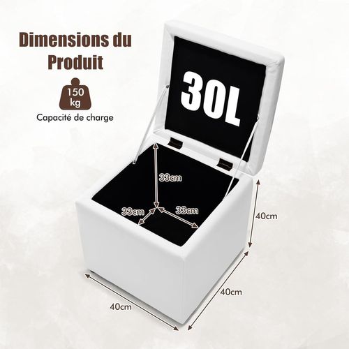 Tabouret Pouf Coffre Boîte De Rangement Repose-pied Ottoman, Charge 150 Kg (beige)