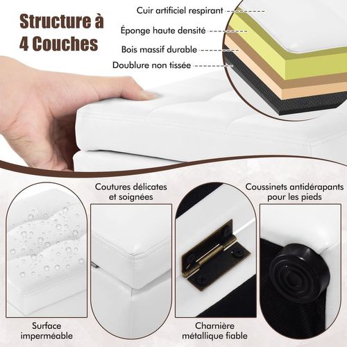 Tabouret Pouf Coffre Boîte De Rangement Repose-pied Ottoman, Charge 150 Kg (beige)