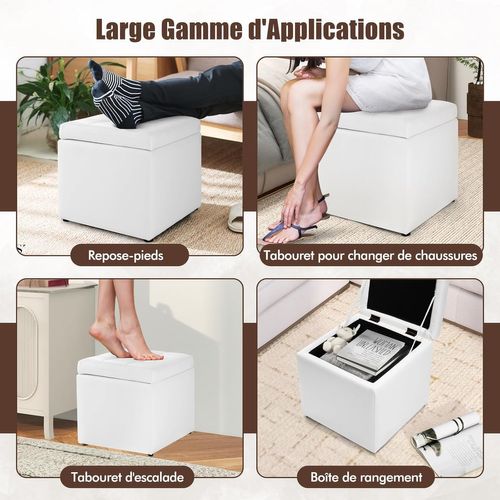 Tabouret Pouf Coffre Boîte De Rangement Repose-pied Ottoman, Charge 150 Kg (beige)
