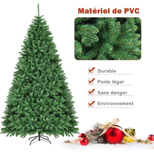 Arbre De Noël Artificiel 275cm à Charnière Avec Support Métallique,3594 Branches Sapin Douglas Pvc
