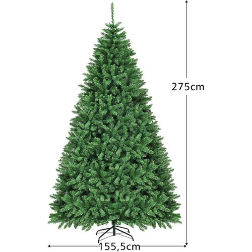 Arbre De Noël Artificiel 275cm à Charnière Avec Support Métallique,3594 Branches Sapin Douglas Pvc